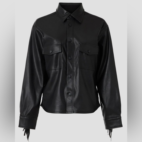 House of Sunny Black Fringe Leather Jacket - Picture 6 of 7